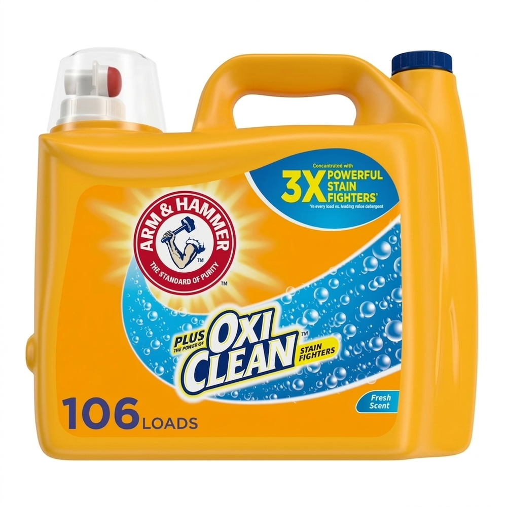 Arm & Hammer Plus OxiClean Fresh Scent Liquid Laundry Detergent, 3X Powerful Stain Fighters, 106 Loads, 4.08L
