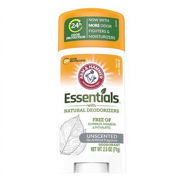 Arm & Hammer Essentials Unscented Deodorant with Natural Deodorizers, Aluminum Free, 71g