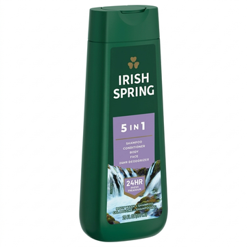 Irish Spring 5-in-1 Shampoo, Conditioner, Body Wash, Face Wash & Deodorizer, 591ML