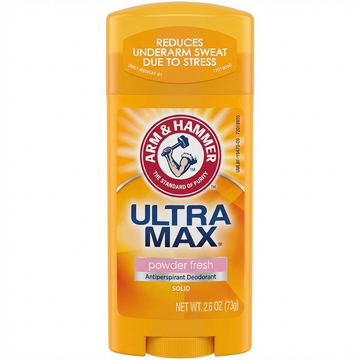 Arm & Hammer Ultra Max Powder Fresh Antiperspirant Deodorant Solid Stick, Reduces Underarm Sweat, 73g