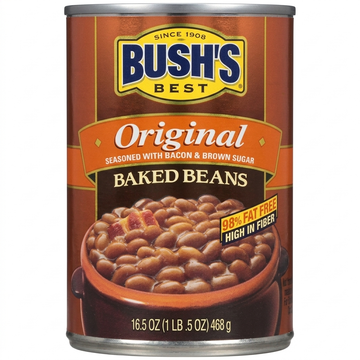 Bush's Best Original Baked Beans Seasoned With Bacon And Brown Sugar, 468 g, 98% Fat Free, High In Fiber