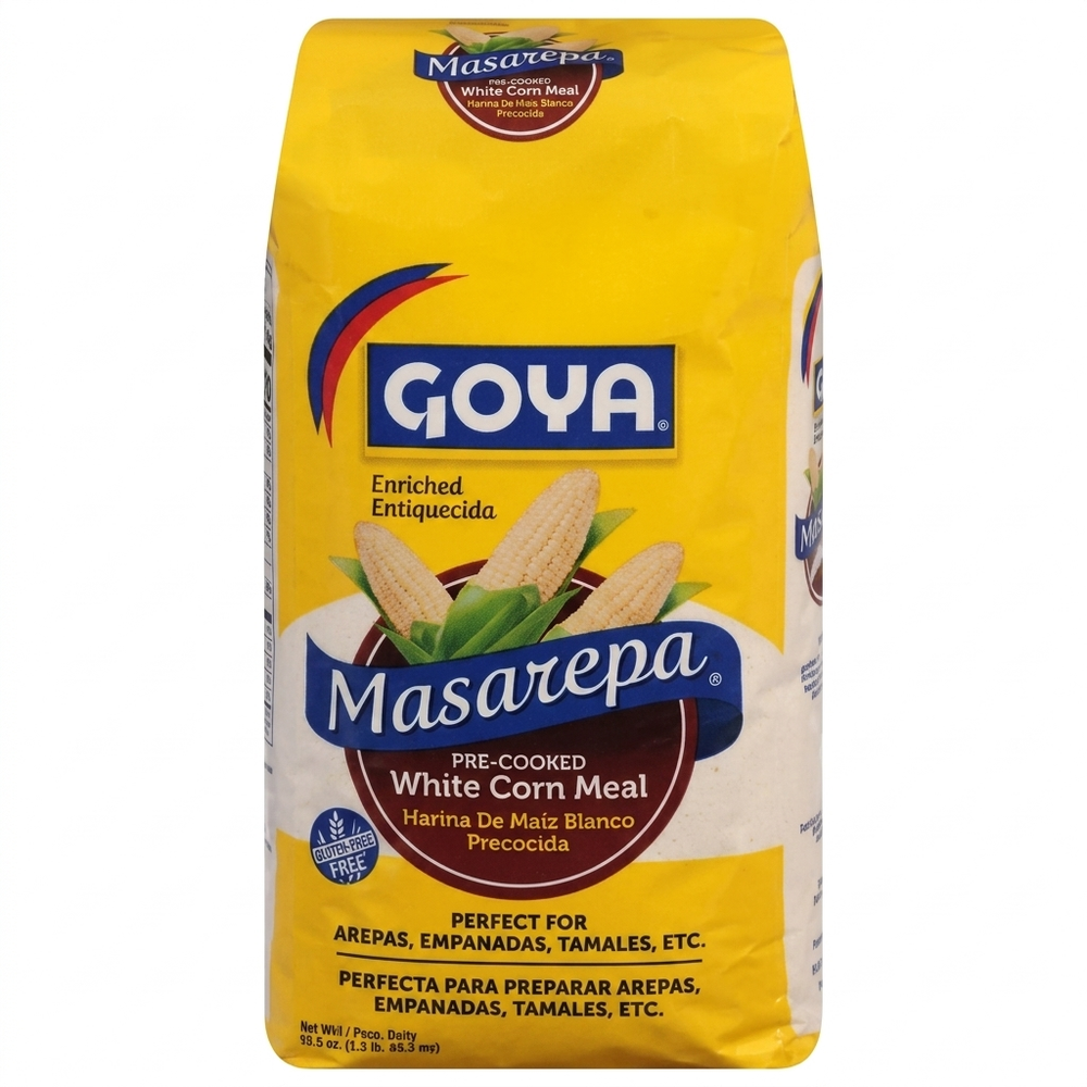 Goya White Corn Masarepa: Pre-Cooked White Corn Meal for Arepas, Empanadas, Hallacas - 1KG