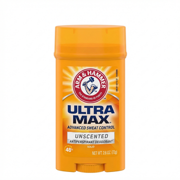 Arm & Hammer Ultra Max Advanced Sweat Control Unscented Antiperspirant Deodorant Stick, 48-Hour Protection, 73g