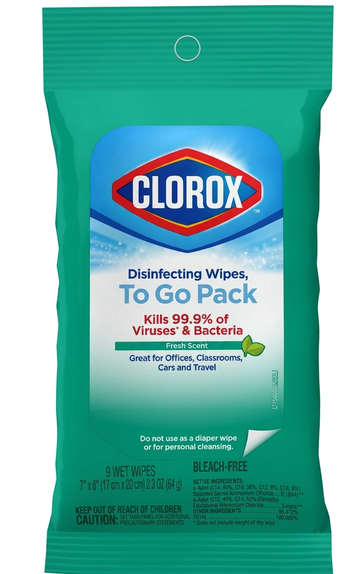 Clorox To Go Disinfecting Wipes, Fresh Scent, 64g