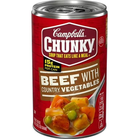 Campbell's Chunky Beef with Country Vegetables Soup, 18.80 oz, 15g Protein