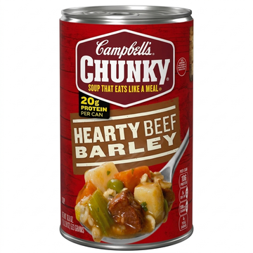 Campbell's Chunky Hearty Beef Barley Soup, 20g Protein, 533g Can