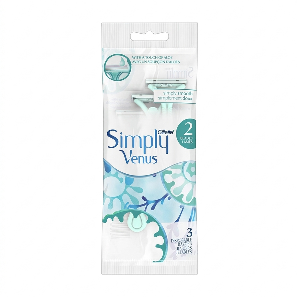 Gillette Simply Venus 2-Blade Disposable Razors with a Touch of Aloe, 2 Count