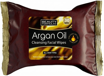 Beauty Formulas Argan Oil Cleansing Facial Wipes, 30 Wipes