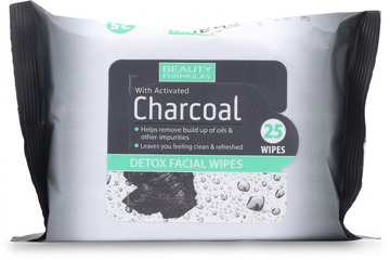 Beauty Formulas Detox Facial Wipes with Activated Charcoal, 25 Count