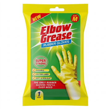 Elbow Grease Rubber Gloves, Medium Size