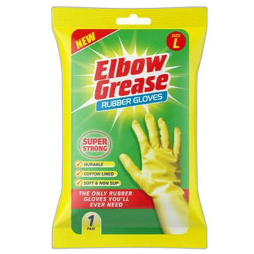 Elbow Grease Durable Cotton Lined Rubber Gloves, Large Size, 1 Pair