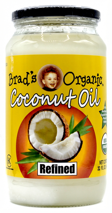 Brad's Organic Refined Coconut Oil, 32 Oz (946 Ml), For Cooking And Baking