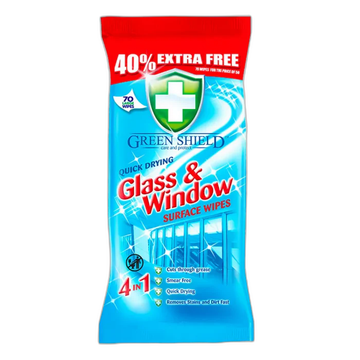 Green Shield Glass and Window Surface Wipes, 70 Wipes