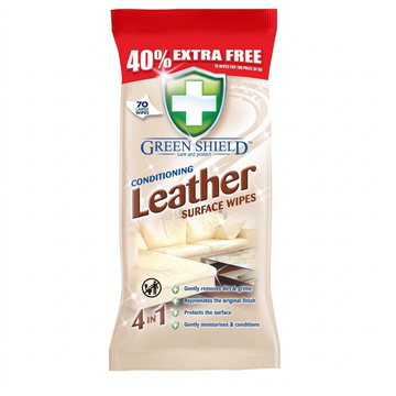 Green Shield 4-in-1 Conditioning Leather Surface Wipes, 70 Wipes