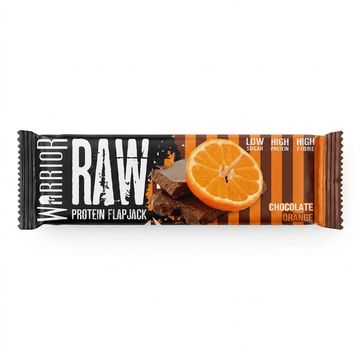 Warrior Raw Protein Chocolate Orange Flapjack, 75g: High Protein, Low Sugar, High Fiber