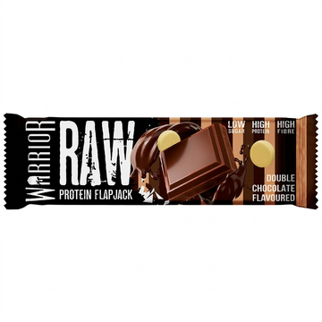 Warrior Raw Protein Double Chocolate Flapjack, 75g: High Protein, Low Sugar, High Fiber