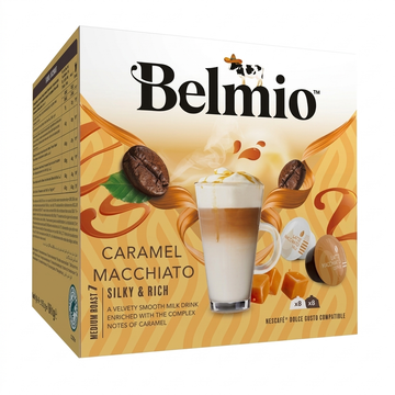 Belmio Caramel Macchiato - Silky & Rich Medium Roast Coffee for Dolce Gusto, 16 Cups