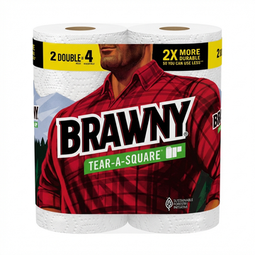 Brawny Tear-A-Square Double Paper Towel Rolls, 2 Count