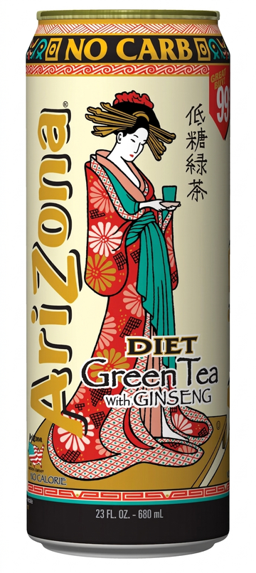 Arizona Diet Green Tea with Ginseng and Honey, Zero Calorie, 680ml