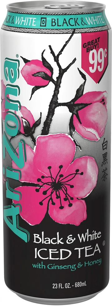 Arizona Black & White Iced Tea with Ginseng & Honey 680ml