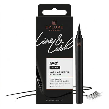 Eylure London Line & Lash 2-in-1 Lash Adhesive Eyeliner, Black, 0.7ml