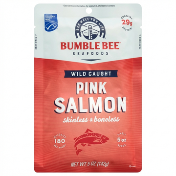 Bumble Bee Wild Caught Pink Salmon, Skinless And Boneless, 142g Pouch, 29g Protein, 180 Calories