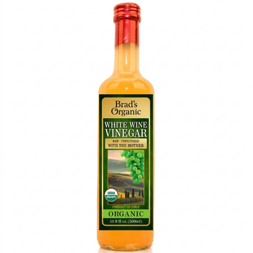 Brad's Organic Raw Unfiltered White Wine Vinegar With The Mother, 16.9 Oz