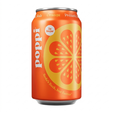 Poppi Orange Prebiotic Soda 355ml, 5g Sugar