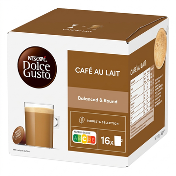Nescafe Dolce Gusto Cafe Au Lait Balanced & Round Coffee Capsules, 16 Count, 160g