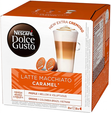 NESCAFÉ Dolce Gusto Latte Macchiato Caramel Coffee Pods 145.6g: Premium Arabica and Robusta