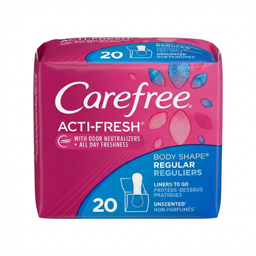 Carefree ACTI-FRESH Panty Liners To Go, Body Shape, Regular, Unscented, 20 Count