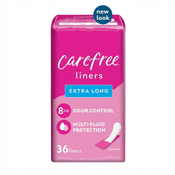 Carefree Extra Long Unscented Panty Liners, 36 Count