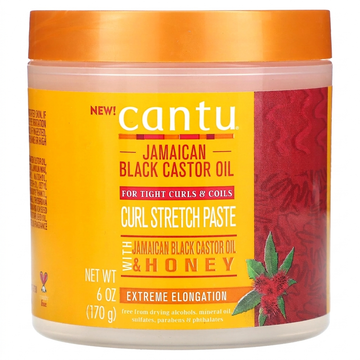 Cantu Jamaican Black Castor Oil and Honey Curl Stretch Paste for Tight Curls and Coils, 6 oz
