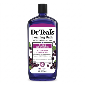 Dr Teal's Foaming Bath with Pure Epsom Salt, Black Elderberry and Vitamin D, 1000ml