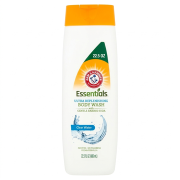 Arm & Hammer Essentials Ultra Replenishing Clear Water Body Wash with Baking Soda, 665ml
