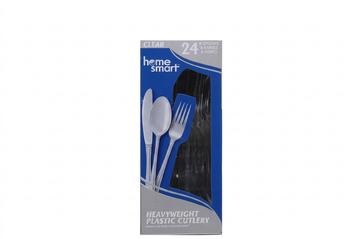 Home Smart Heavyweight Clear Plastic Spoons, 24 Count