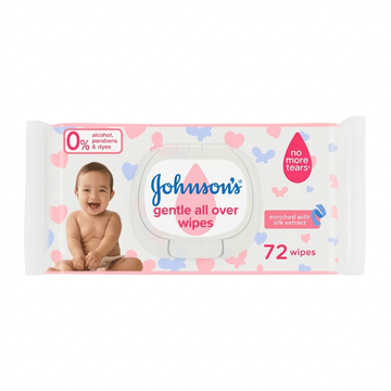 Johnson's Gentle All Over Wipes Enriched with Silk Extract, 72 Wipes
