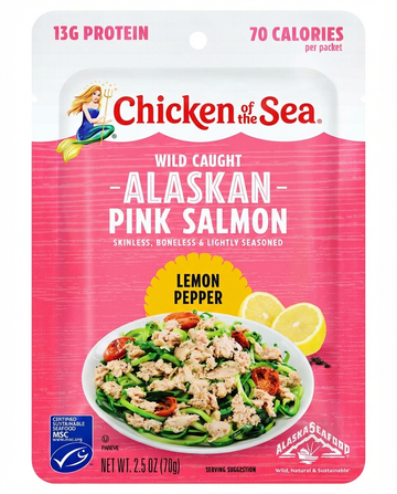 Chicken of the Sea Wild Caught Alaskan Pink Salmon, Skinless And Boneless, Lemon Pepper, 142g