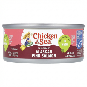 Chicken of the Sea Wild Caught Alaskan Pink Salmon, Skinless And Boneless, 142 g, 25% Less Sodium, MSC Certified