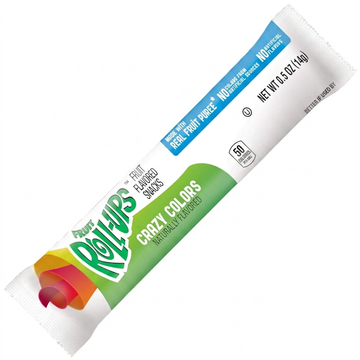 Fruit Roll-Ups Crazy Colors Naturally Flavored Fruit Snack, Single Roll, 50 Calories