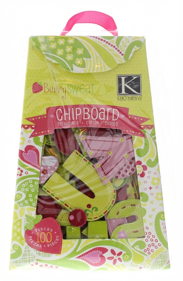 K&Company Berry Sweet Chipboard Pieces, 100 Count