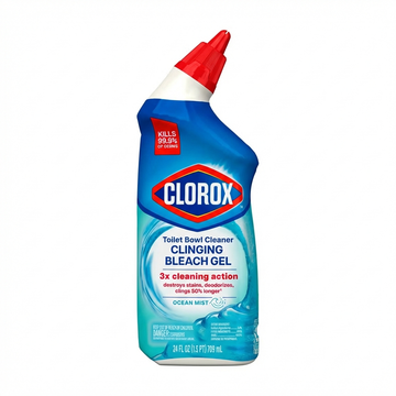 Clorox Toilet Bowl Clinging Gel Cleaner: Kills 99.9% Germs, 3x Cleaning Action, Ocean Mist, 709mL