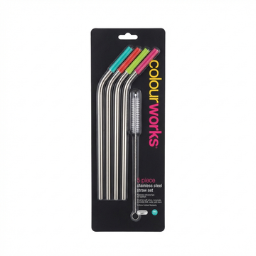 Colourworks Stainless Steel Reusable Straw Set, 5-Piece