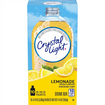 Crystal Light On-The-Go Lemonade Drink Mix, Natural Flavor, 10 Calories Per Packet, 10 Count
