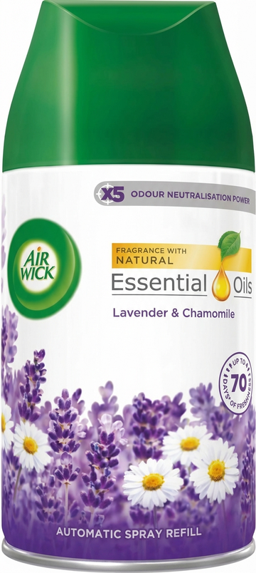 Air Wick Lavender & Chamomile Automatic Spray Refill 250ML: Odour Neutralisation, Natural Essential Oils, Up To 70 Days Freshness