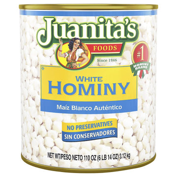 Juanita's Foods White Hominy, 3.12 Kg (110 Oz) Can
