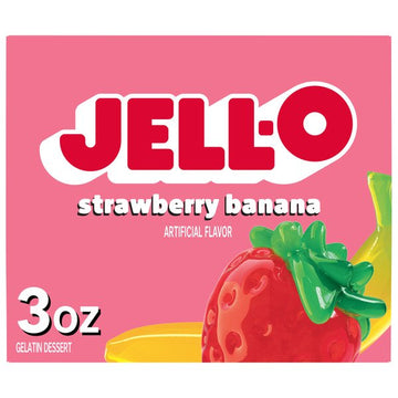 Jell-O Strawberry Banana Artificial Flavor Gelatin Dessert: Sweet & Fruity Treat, 3 Oz (85g)