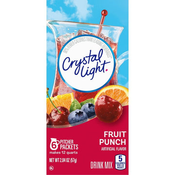 Crystal Light Fruit Punch Drink Mix, 6-Packets, Makes 12 Quarts, 90% Fewer Calories